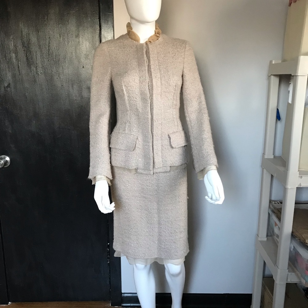 Prada Vintage 2 Piece Blazer Skirt Wool Suit
